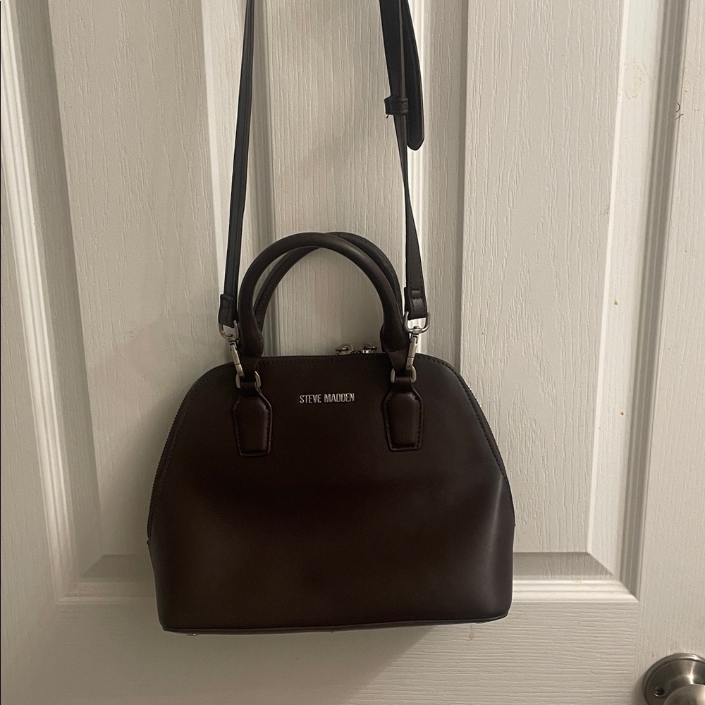 Steve Madden Dark Brown Dome Satchel